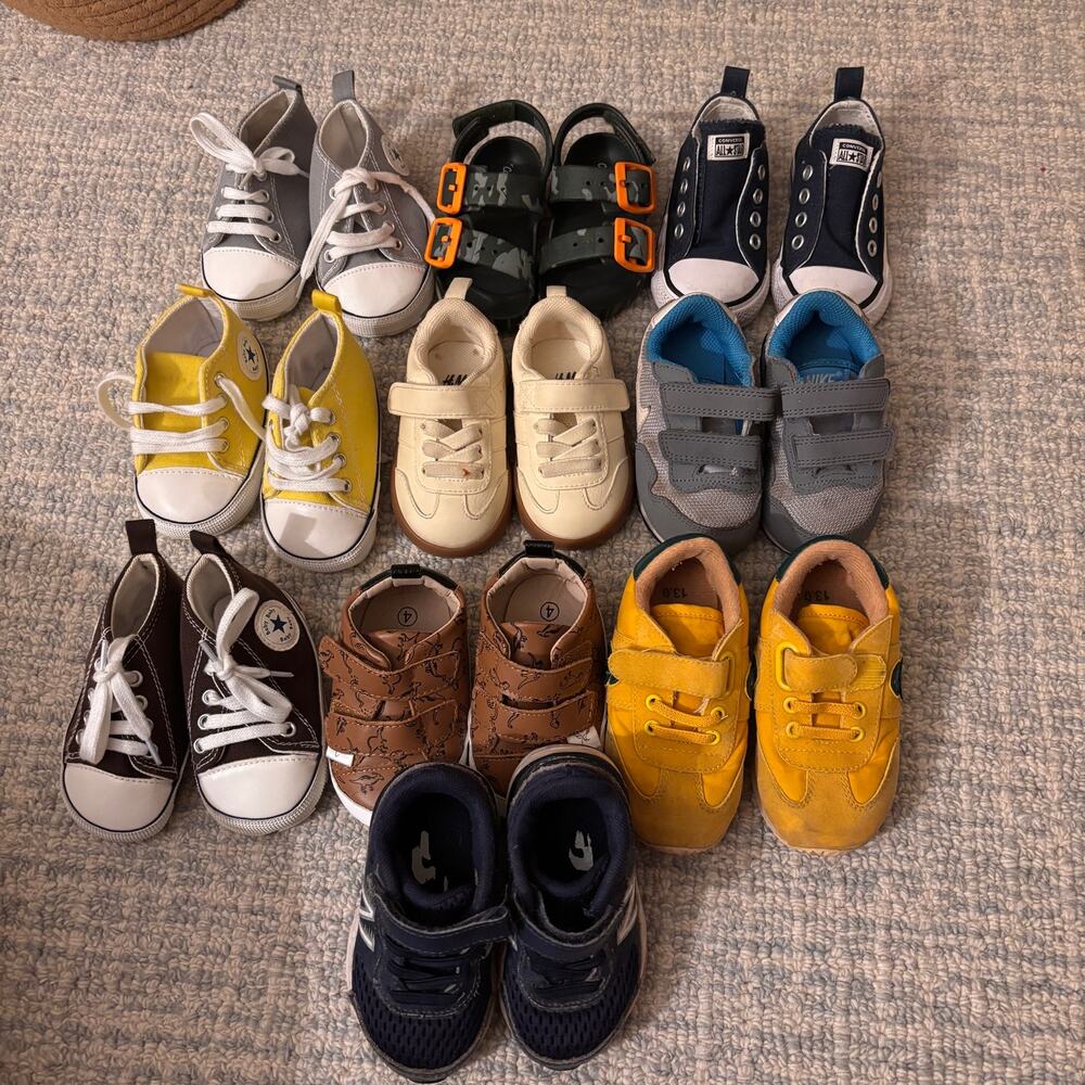 Lot of Baby Boy Toddler Shoes Sizes 4 & 5, (10 Pairs) of Nike, New Balance, H&M